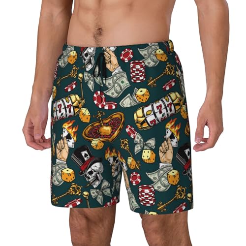 Vintage Casino Chips Funny Men's Swim Trunks Board Shorts Quick Dry-3