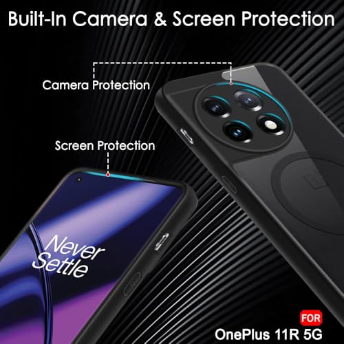 Image of TheGiftKart Hybrid Shockproof Back Cover Case for OnePlus 11R 5G | Camera Protection Bump | Hard Back Cover for OnePlus 11R 5G (PC & TPU, MagSafe Compatible, Translucent Smoke Matte Back, Black Sides)