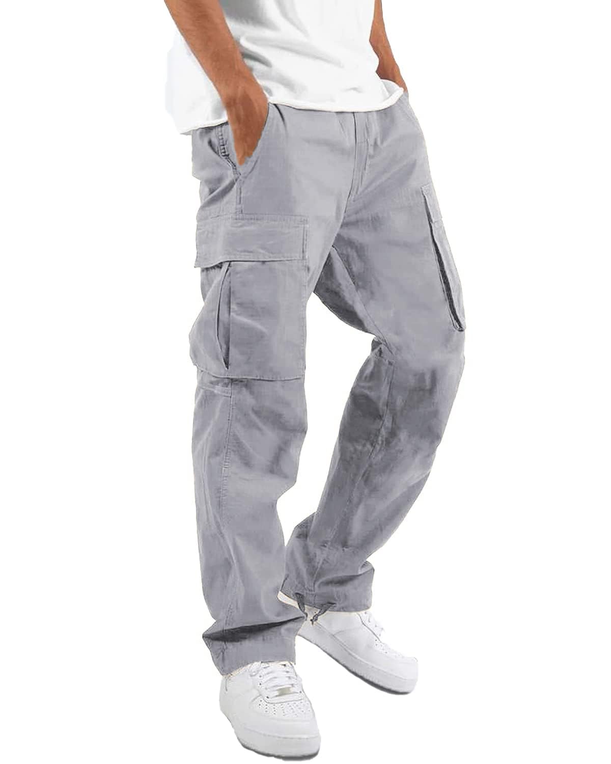 LYRXXX Men's Casual Cargo Pants Hiking Pants Workout Joggers Sweatpants for Men