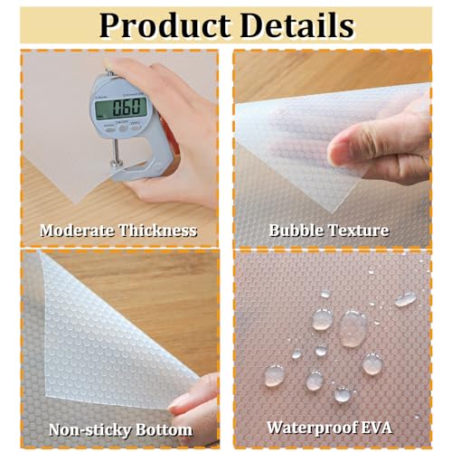 wohomuke Shelf Liners 50x600cm Shelf Mats Drawer Liner Drawer Mats Washable EVA BPA Free Waterproof & Oil-Proof Cupboard Cabinet Shelf Protector (Transparent,50cmx6m) - Image 2
