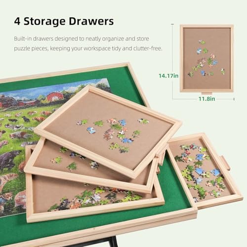 ALL4JIG 2000 Pieces Puzzle Table for Adults Gifts, Wooden Jigsaw Puzzle Table with 4 Drawers, Upgraded Stability & Optimized Lightweight Design, Puzzles for Adults - Thumbnail 6