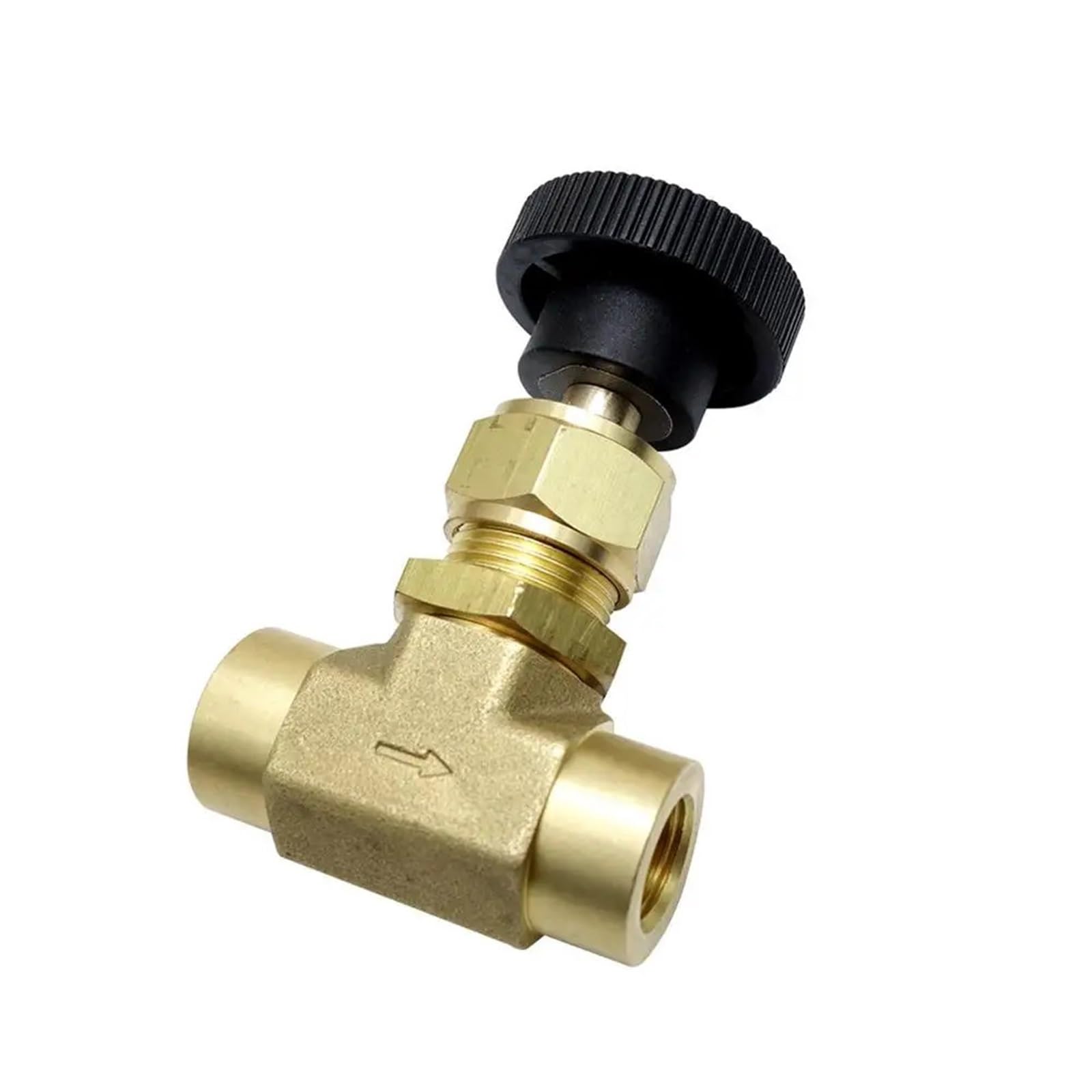 Zawór iglicowy z mosiądzu NPT żeński 1/4" z kontrolą przepływu, ciśnienie 3000 PSI, manometr do propanu, wody, oleju napędowego, paliwa