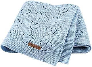 mimixiong 100% Cotton Knitted Cellular Baby Blanket, 100 x 80cm (Blue)