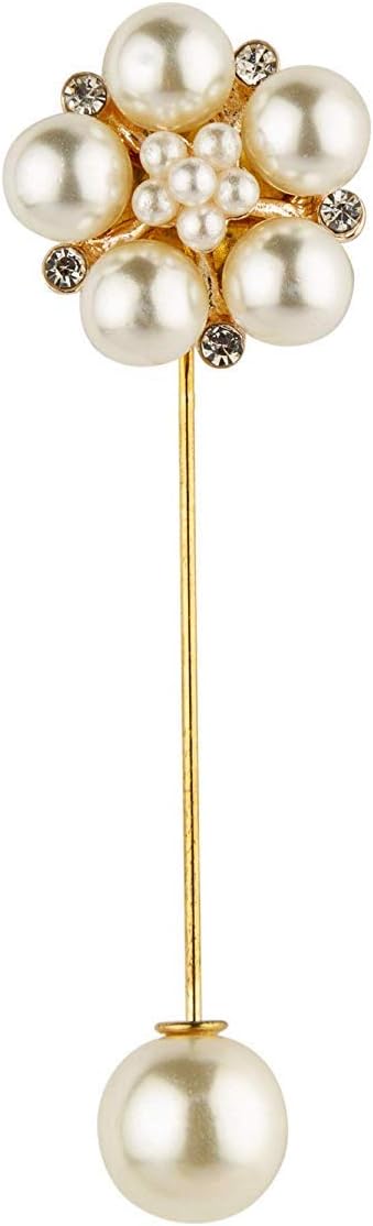Knighthood Brooch Pin White Pearl Rose Gold and Stone Detailing Flower Lapel Pin Badge Coat Suit Wedding Gift Party Shirt Collar Lapel Pin Accessories for Men Women
