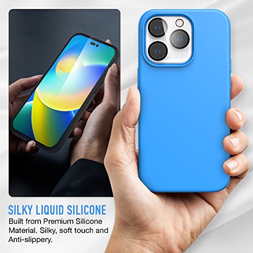 Image of Trianium [6 in 1 Designed for iPhone 14 Pro Max Case Silicone (Blue), with 3 Pack Screen Protector + 2 Pack Camera Lens Protector, Bundle Protection Kit HD Tempered Glass Cover 6.7 Inch 2022