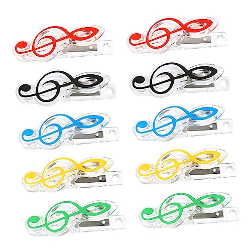 WHAMVOX 10-Pack Music Page Holder Clips Plastic Memo Clips for Sheet Music Notes and Stationery Sturdy and Lightweight Random Color