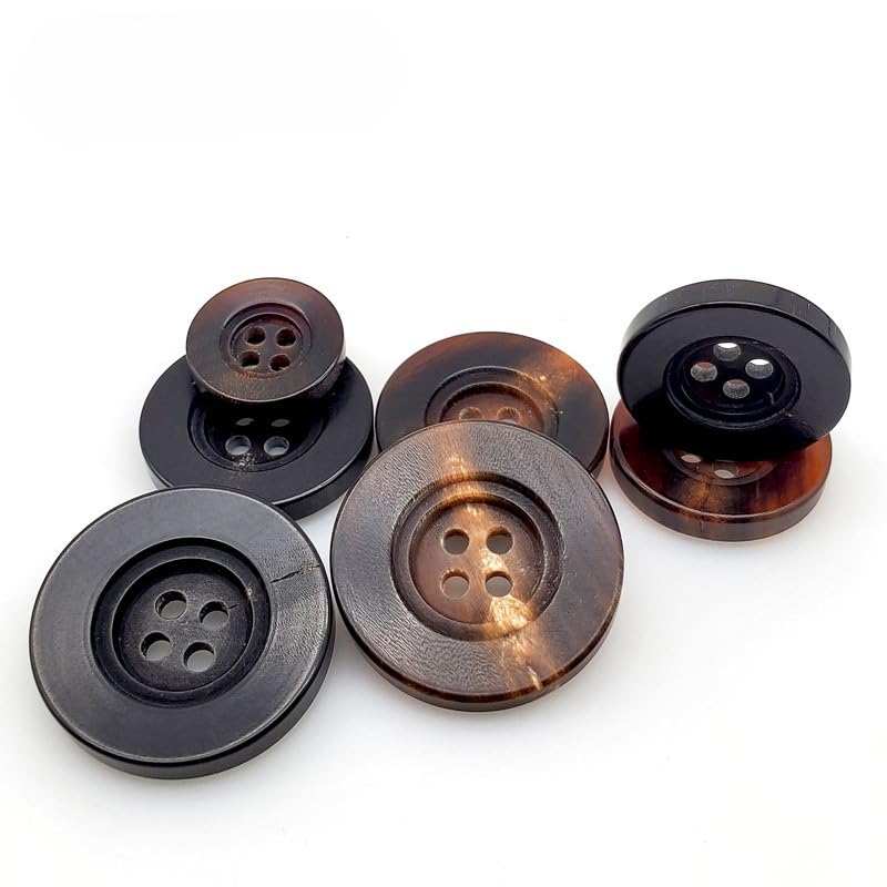 200 szt. 15-25 mm naturalne guziki z prawdziwego rogu, guziki do garnituru, 4-otworowe okrągłe guziki do szycia, czarne, brązowe guziki z prawdziwego rogu, płaszcz wiatrówka kurtka kardigan