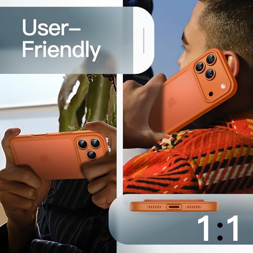 Image of JETech Matte Case for iPhone 17 Pro Max 6.9-Inch, Shockproof Military Grade Drop Protection, Frosted Translucent Back Minimalist Phone Cover, Anti-Fingerprint (Orange)