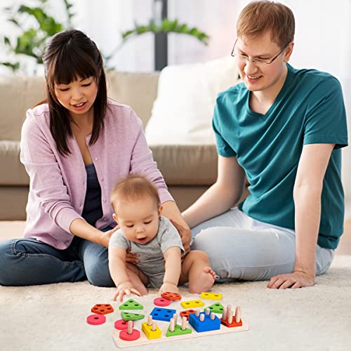 Wooden Sorting Stacking Toy Montessori Toys For 3 Year Old Boys Girls, Educational Geometric Shape Sorter Color Recognition Stack Sort Board Puzzles Toys Gifts For Toddlers Kids #TOP4