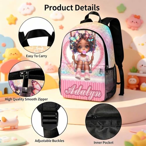 Image of Custom Backpack Set Girls Kids Personalized Backpacks Back to School | Kid Customized Toddler Backpack with Lunch Bag Girl Book Bag Little Girl Kindergarten Prek Preschool Daypack Birthday Gifts