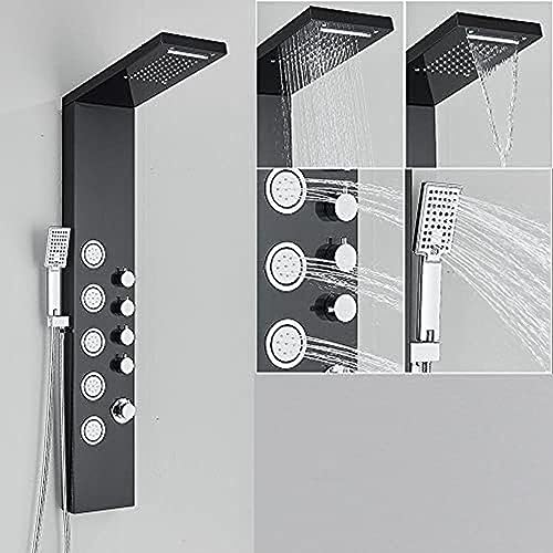 Panel de ducha con mezclador termostático de latón cromado IATUPKE con funciones de ducha superior y duchador de mano miniatura 1