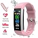 Produktbild FJLOVE Fitness Armband mit Temperaturmessung,Health & Fitness Smartwatch IP67 Wasserdicht,schrittzähler,Schlafüberwachung,Aktivitätstracker für iOS Android Handy,Rosa