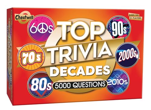 Cheatwell Games Top Trivia Decades Quiz Game - 5000 Questions To Test Your Knowledge Of Music Film TV Science Food Drink Culture General Knowledge From The Last 60 Years For Ages 14 Plus