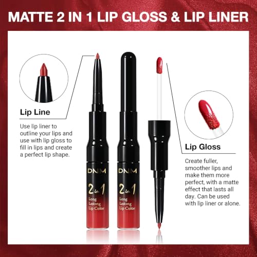 Image of evpct Brick Red Liquid Lipstick Lip Liner 2in1 for Long-lasting Lip Makeup