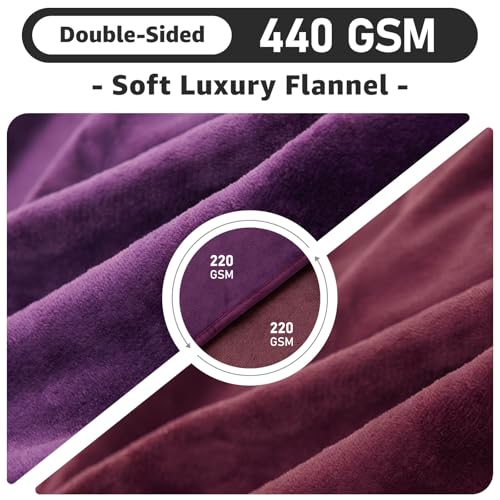 Image of LOOBANI Waterproof Blanket for Bed: Reversible Soft Flannel Queen Bed Blanket 80 inch x 90 inch, Waterproof Dog Blankets for Large Dogs, Spill-Proof Cover for Furniture Protection, Movie Time, Purple