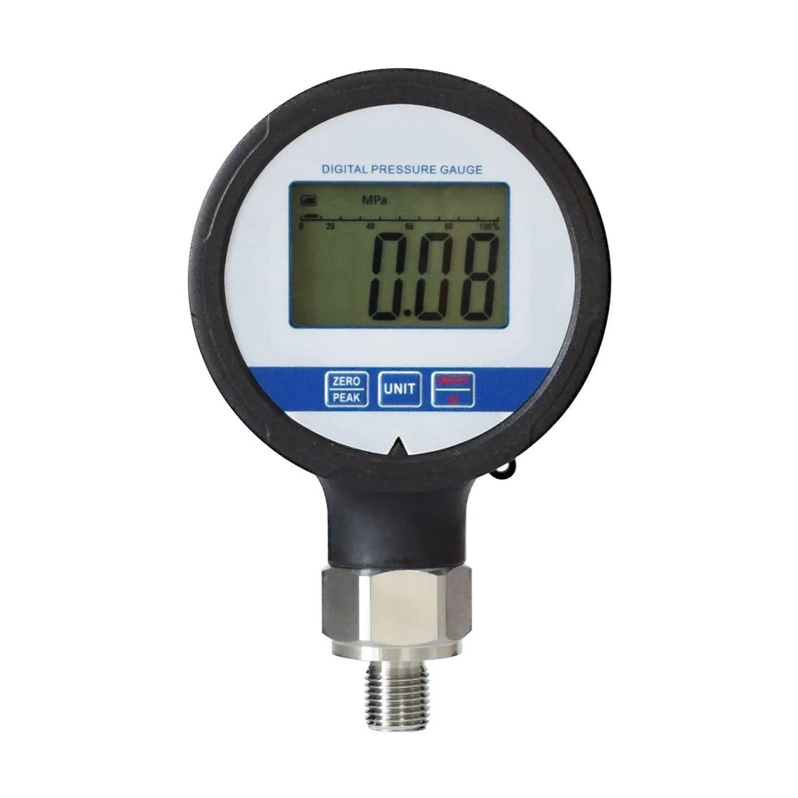 Manómetro Digital para Agua, Aire y oxígeno hidráulico, con precisión de 1% FS, Resistente al Agua IP65, diámetro de 80 mm (0-1,6 MPa).