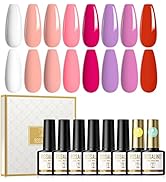 ROSALIND UV Nagellack 8 Farben Gel Nagellack Weiß Pink Rosa Nude Rot Lila UV Nagellack Set Mit To...