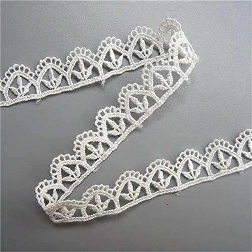 5 Yard Leaf Motifs Picot Scallop Lace Trim Ribbon 1.5 cm Width Vintage Style White Edging Trimmings Fabric Embroidered Applique Sewing Craft Wedding Bridal Dress DIY Party Clothes Embroidery