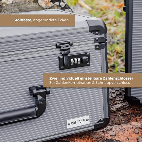 HMF 14422-02 Alu Fotokoffer, Miniaturenkoffer mit Rasterschaumstoff | 46 x 33 x 41 cm