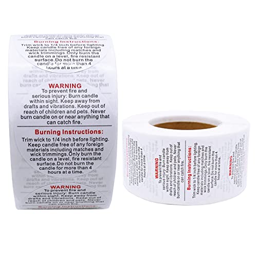 1000pcs Candle Warning Labels - 1.5in Jar Stickers Safety Stickers for DIY Candle Jars & Tins