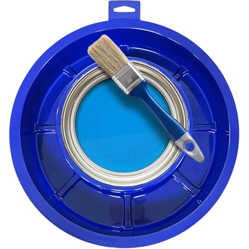 Paint Caddie Spill Catch Pan with Lid for 1-Gallon Paint Cans, 360° Drip-Containment Tray for Brushes and Rollers, Lightweight Reusable Plastic Accessory for Mess-Free Painting