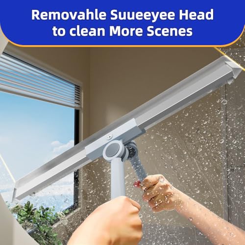Image of Professional Floor Squeegee for Shower Bathroom Kitchen Home Adjustable 41.3 inch /52.3 inch Long Handle Floor Squeegee for Concrete Floor for Cleaning(50CM)