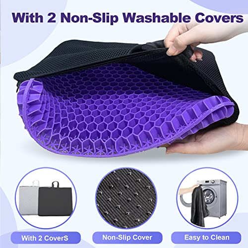 19.7＂ Gel Seat Cushion, Super Large & Thick Office Chair Cushion For Long Sitting - Back Hip Tailbone Pain Relief Cushion, Egg Seat Cushion Desk Chair Pads For Cars Wheelchair - Fits Up To 550 Lbs #TOP5