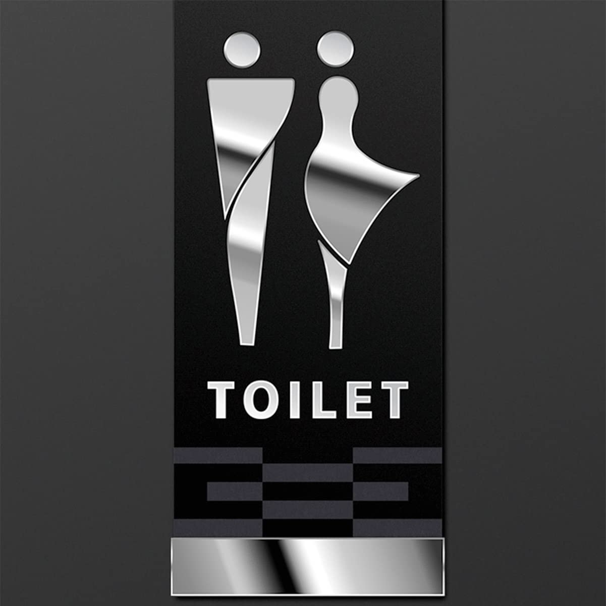 Cartel unisex para la puerta del aseo, Juego de figuras decorativas de acrílico for baño, letrero moderno for baño, for hombres y mujeres(Silver)