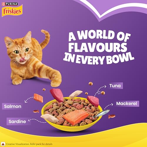 Image of Purina Friskies Surfin' Favourites Adult Dry Cat Food, 2.5kg, Contains Mackerel, Tuna, Salmon & Sardine Flavours