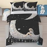 Design 3D imprimé : Cette housse de couette ornée d’un motif de Fée apporte une touche de Motif Lune Fille à votre chambre. Ses Princesse Moderne illuminent instantanément votre espace de repos