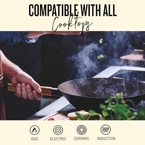 Wok de acero al carbono Alva 12 pulgadas pre-sazonado miniatura 5