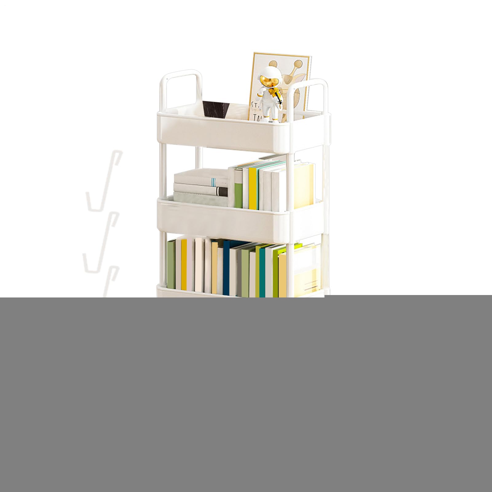 4 Niveles Estantería Móvil Con Rueda | Carrito De Almacenamiento Para Libros | Carrito Multifuncional | Organizador Multiusos Para Carrito Libros Con Ruedas Para El Hogar, Escuela, Cuarto Lavado
