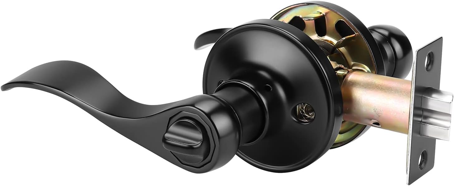 Gobrico Keyed Alike Front Entry Door Levers in Matte Black, Exterior/Interior Door Locksets with Same Key, 6Pack