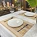 ANDSTAR Set of 8 Pcs Bamboo Placemats Natural Anti-Slip Bamboo Placemats Washable Heat-Resistant Table Mats for Dining Room and Kitchen（Brown+White）