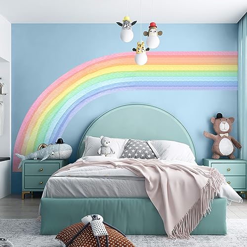 Vinilo decorativo de pared arcoíris pastel grande removible miniatura 5