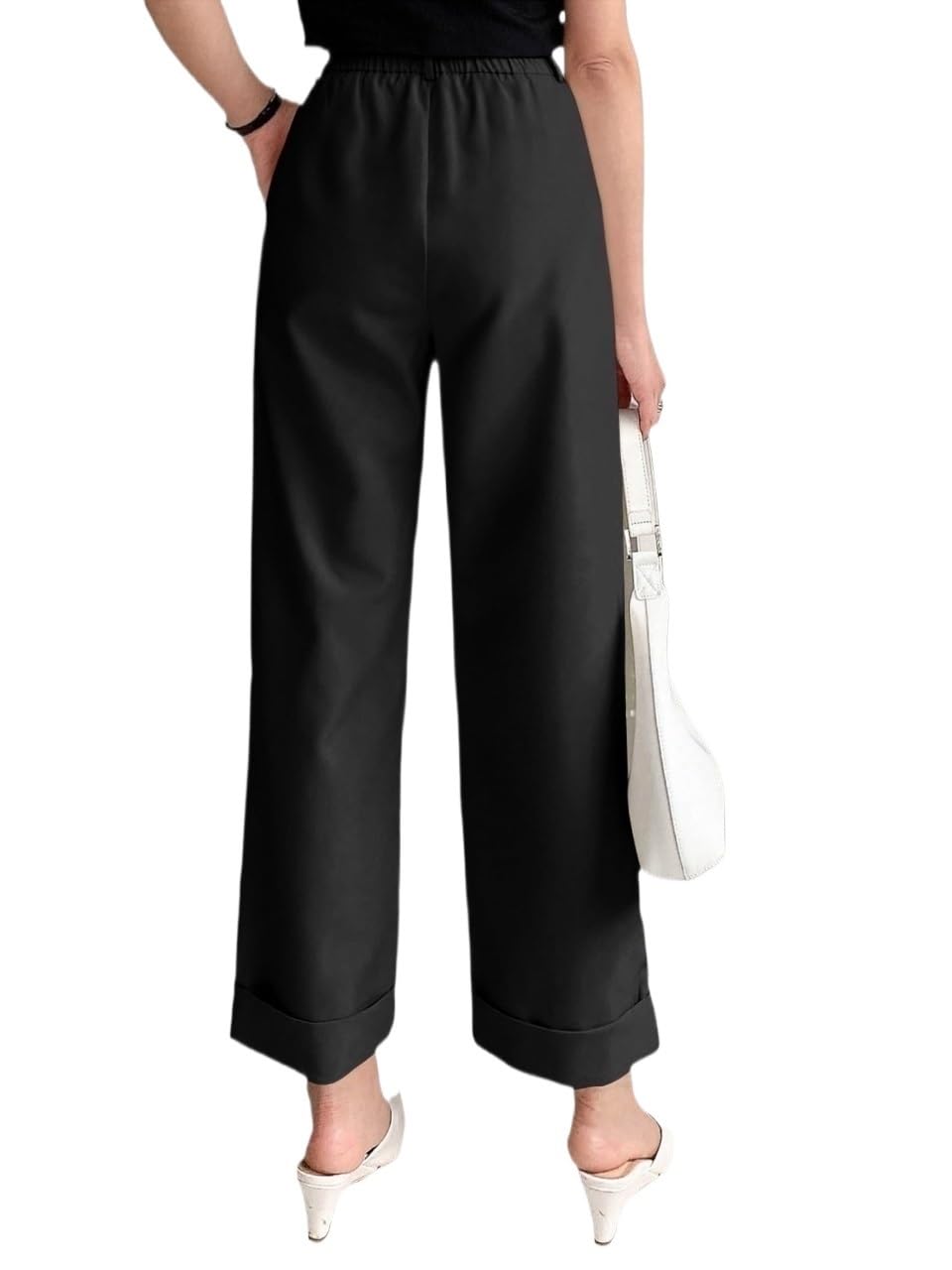 RAISER Womens Business Work Casual Pants High Waist Roll Hem Pants