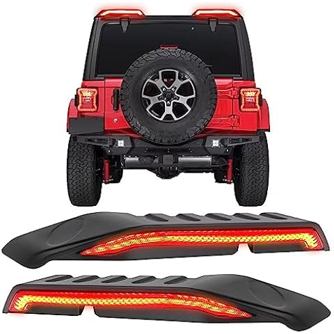 Aaiwa High Mount Brake Light with Turn Signals & Brake Lights, Extra Tail Light For 2018-2023 Wrangler JL Upgrade Roof Tail Lights Cover