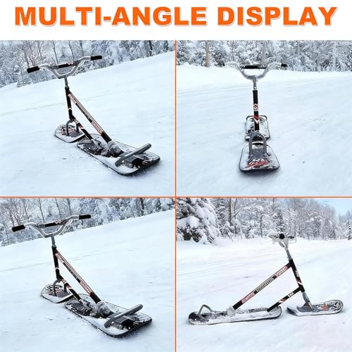 Monopattino da neve All-Terrain con sterzo a 360 gradi e doppie pale per avventure invernali, supporta fino a 150 kg
