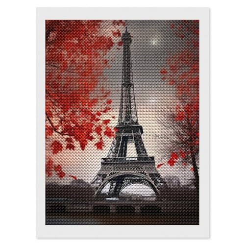 Kit d'art diamant Tour Eiffel et feuilles d'automne pour adultes BWQMNT