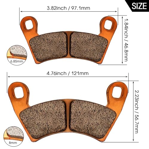 Image of Zinger Brake Pads for Polaris Ranger XP 1000 2018-2023,4 Set Front and Rear | Sintered Copper Brake Pads for Polaris General 1000 EPS 2016-2023,Ranger Crew XP 1000 2020-2023,General 1000 Sport 2020-2025