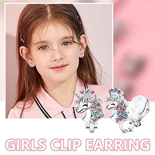 FIBO STEEL Cute Clip on Earrings for Women Hypoallergenic Heart Butterfly Flower Clip On Earrings for Non Pierced Multicolored Clip Earrings Sets4
