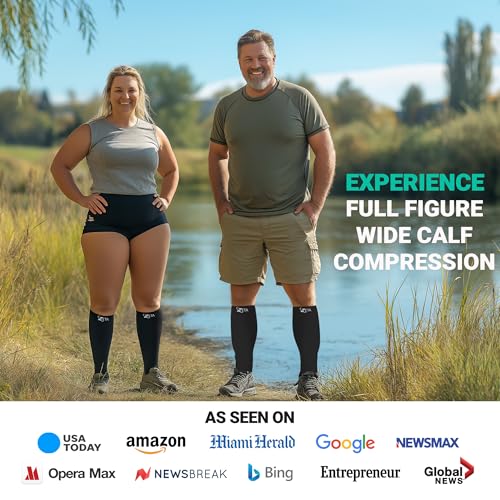 Zeta Wear Plus Size Open Toe Compression Socks 15-19 mmHg - Wide Calf Support for Men & Women2