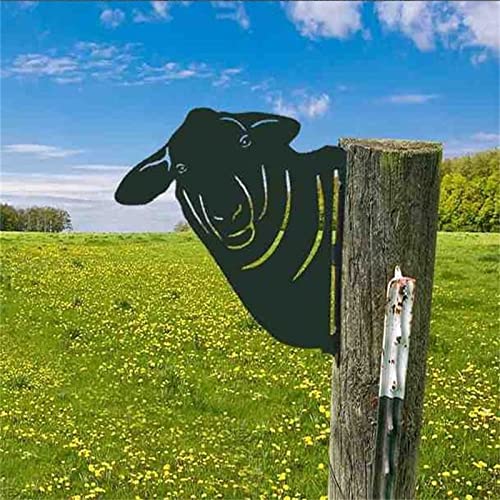 Peeping Animal Metal Yard Art Outdoor Decor, Farm Garden Fence Decoration, Farmhouse Backyard Outdoor Patio Hanging Ornament Statue Decor (Color : Sheep A) #TOP1