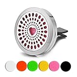 YOYONY Car Air Freshener Aromatherapy Essential Oil Diffuser Vent Clip Fragrance Air Purifier Stainless Steel Magnetic Locket 6 Colorful Felt Refill Pads (Heart Radiate)