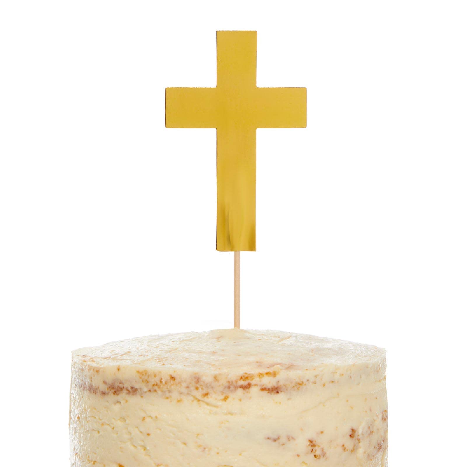amscan 9915976 Botanical Celebration Large Cross Cake Topper, Tableware, Gold