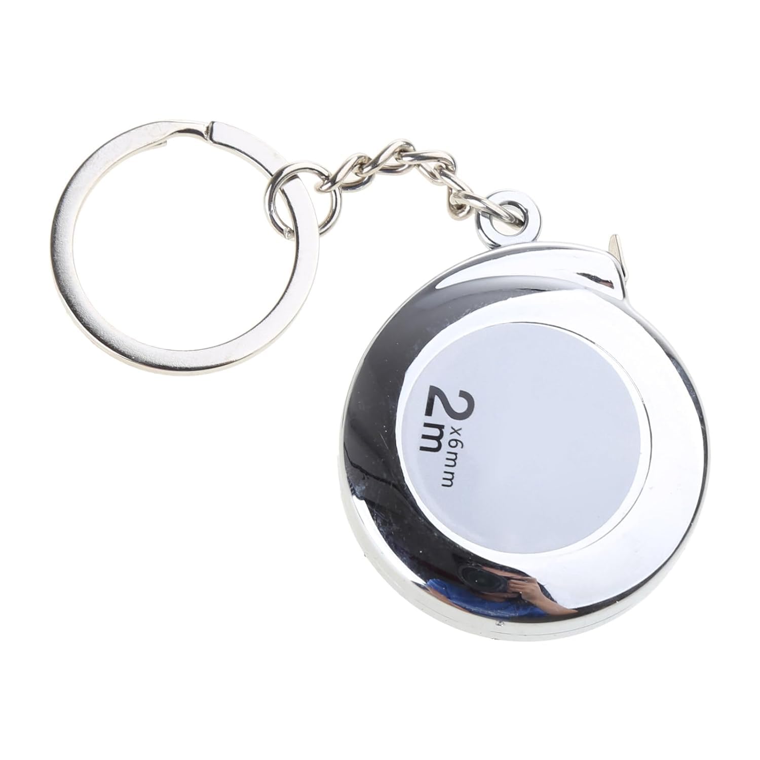 Silver Tape Measure Keychains Functional Mini Retractable Measuring Tape Keychains 2M Stainless Steel Tape Measure Measuring Tape Linear Measurement