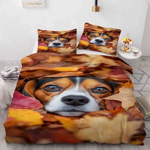 Housse de couette 160x200 microfibre douce avec fermeture éclair Beagle