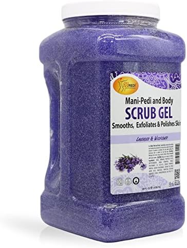SPA REDI - Exfoliating Scrub Pumice Gel, Lavender and Wildflower, 128 Oz - Manicure, Pedicure and Body Exfoliator Infused with Hyaluronic Acid, Amino Acids, Panthenol and Comfrey Extract