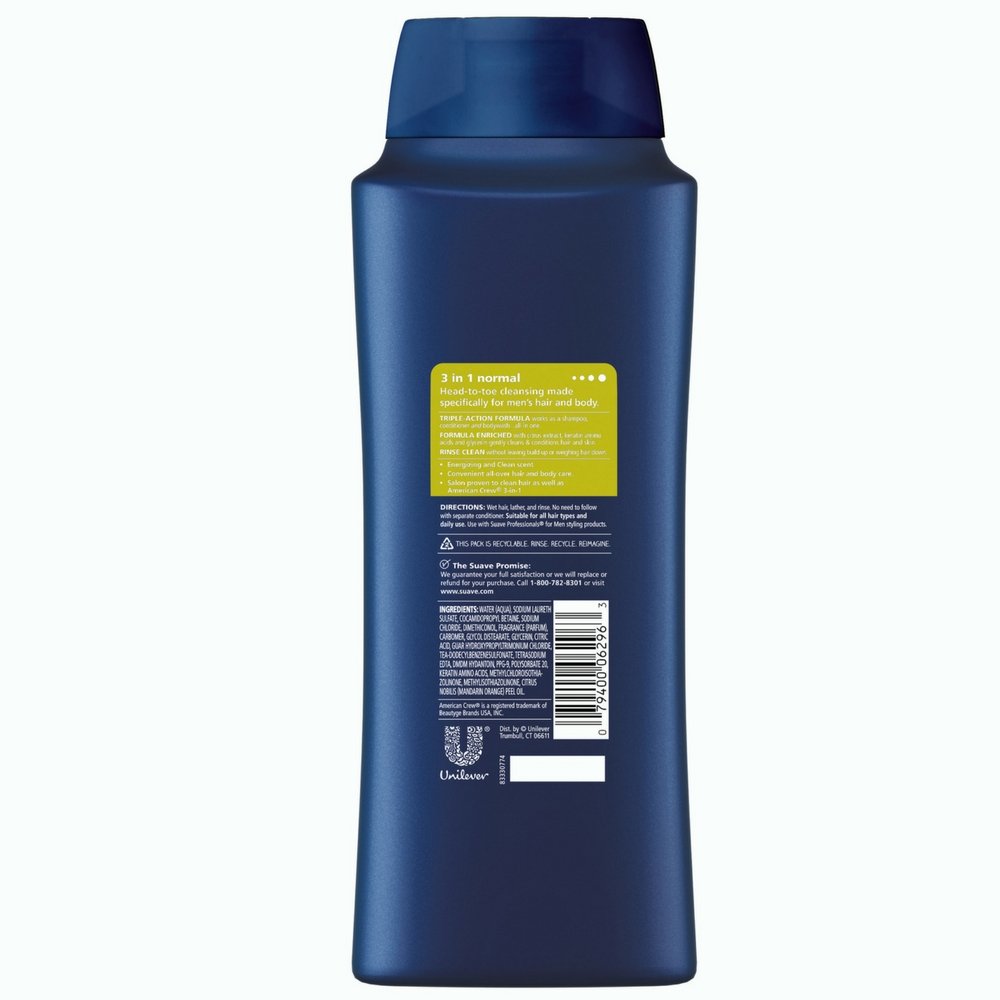 Suave 3 In 1 Mens Citrus Rush Shampoo