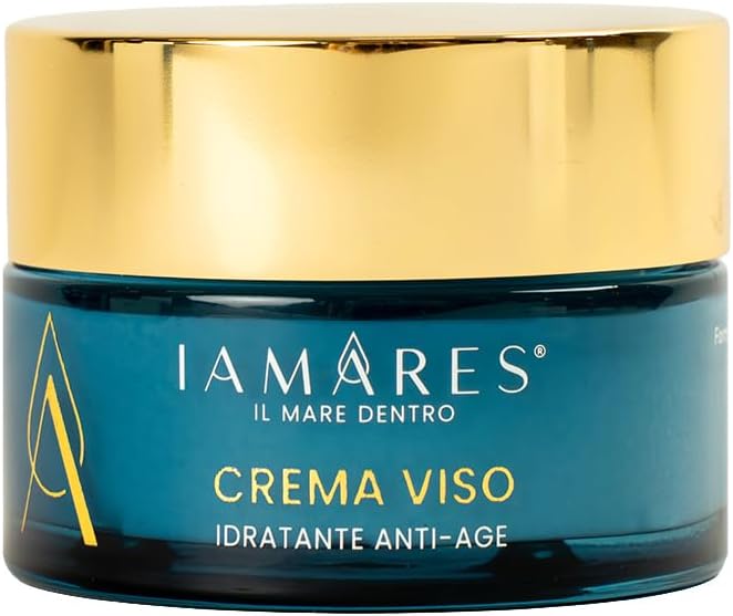 IAMARES Crema Viso Idratante Anti-Age Antiossidante con 40% Pura Acqua di Mare della Sardegna. Ideale Pelli Sensibili, Senza Profumo, Antirughe e Stimolante del Rinnovo Cellulare - 50ml